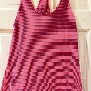 Pink and navy Striped Tank Top racer back